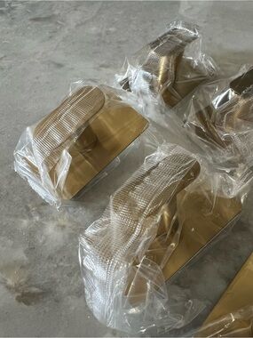 Satin Gold Tone Waterproof Self Adhesive Wall Hooks - Set of 4